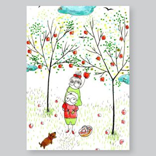 Papetri nyomat, falikép - A5 - almafa
