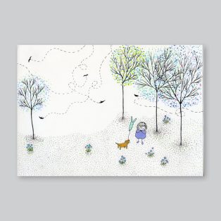 Papetri nyomat, falikép - A5 - kislány fás