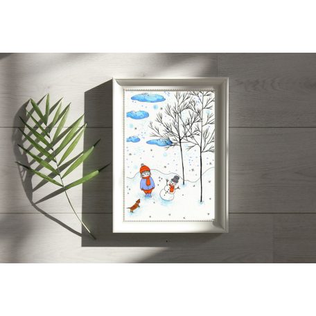 Papetri nyomat, falikép - A5 - Hóember