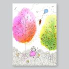 Papetri nyomat, falikép - A5 - akvarell fa