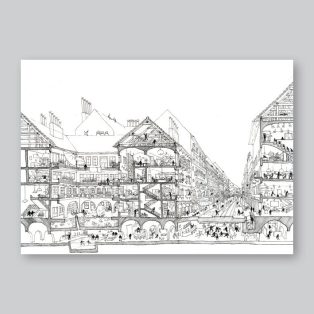   Papetri nyomat, falikép - A5 - A4 - 30x40 cm - Nagykörút színezhető