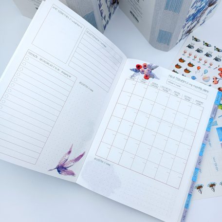 Papetri tervező - A5 Papetri planner- dátumozatlan határidőnapló - kék gyapot - puha borítóval - belül színes lapokkal