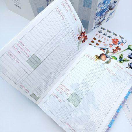 Papetri tervező - A5 Papetri planner- dátumozatlan határidőnapló - kék gyapot - puha borítóval - belül színes lapokkal