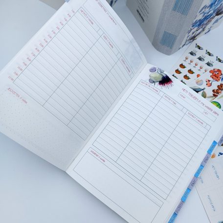 Papetri tervező - A5 Papetri planner- dátumozatlan határidőnapló - kék gyapot - puha borítóval - belül színes lapokkal