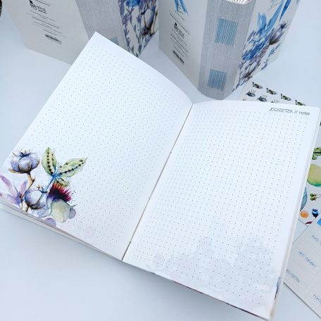 Papetri tervező - A5 Papetri planner- dátumozatlan határidőnapló - kék gyapot - puha borítóval - belül színes lapokkal