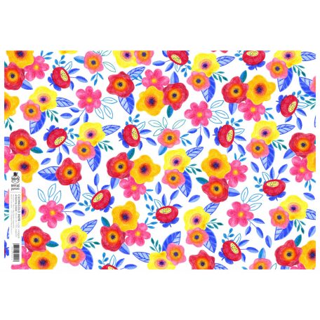 PAPETRI mini díszcsomagoló - nyári virágok - 45 x 32 cm