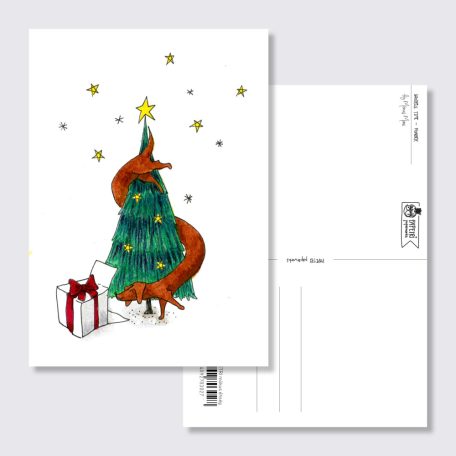 Papetri képeslap - tacskó karácsony