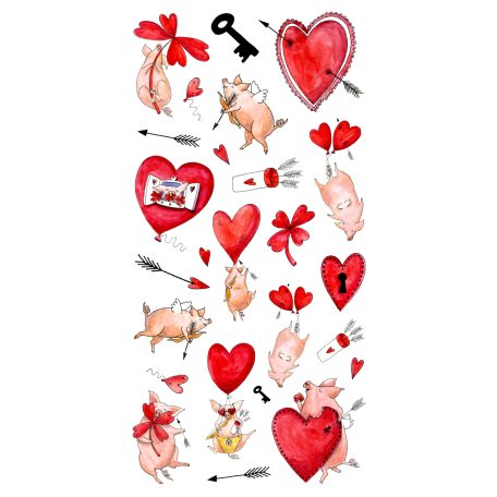 PAPETRI stick me átlátszó matrica - 016 piggy love - malacos Valentin napi matrica