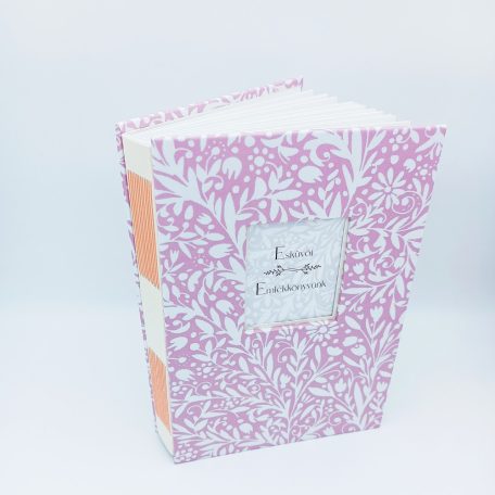 PAPETRI elnevezhető fotóalbum rajzkönyv esküvői emlékkönyv - kézzel kötve - rózsainda minta
