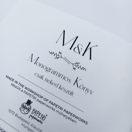 PAPETRI monogrammos elnevezhető fotóalbum rajzkönyv esküvői emlékkönyv - kézzel kötve - vitorlás