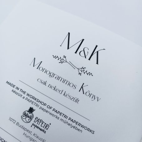 PAPETRI monogrammos elnevezhető fotóalbum rajzkönyv esküvői emlékkönyv - kézzel kötve - gránátalma mintával