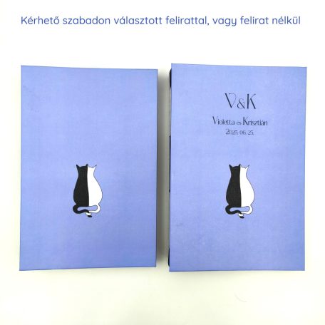 PAPETRI monogrammos elnevezhető fotóalbum rajzkönyv esküvői emlékkönyv - kézzel kötve - cicapár mintával