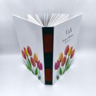 PAPETRI monogrammos elnevezhető fotóalbum rajzkönyv esküvői emlékkönyv - kézzel kötve - tulipán mintával