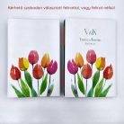 PAPETRI monogrammos elnevezhető fotóalbum rajzkönyv esküvői emlékkönyv - kézzel kötve - tulipán mintával