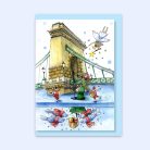 Papetri borítékos képeslap - pesti halak karácsonya