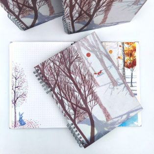Papetri A5 keményfedeles spirálfüzet a fák négy élete sima vagy pontrácsos bullet journal