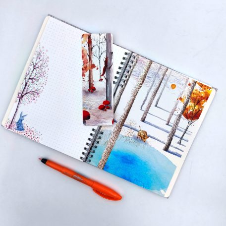 Papetri A5 keményfedeles spirálfüzet a fák négy élete sima vagy pontrácsos bullet journal