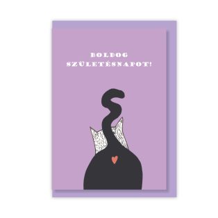Papetri borítékos képeslap - szülinap - cica hátulról