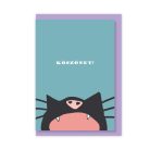 Papetri borítékos képeslap - köszönet - ásító cica