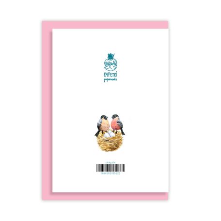 Papetri borítékos képeslap - sok boldogságot pinty párral