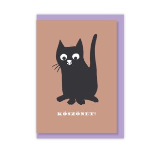Papetri borítékos képeslap - köszönet - ülő cica