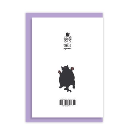 Papetri borítékos képeslap - köszönet - ülő cica