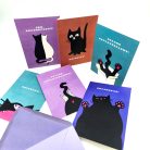 Papetri borítékos képeslap - köszönet - ülő cica