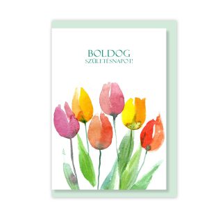 Papetri borítékos képeslap - szülinapi tulipán