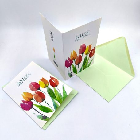 Papetri borítékos képeslap - szülinapi tulipán