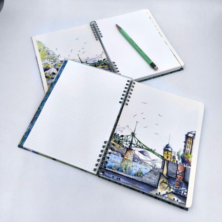A5 keményfedeles spirálfüzet Gellért Budapest sima vagy pontrácsos bullet journal