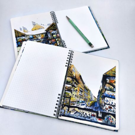 A5 keményfedeles spirálfüzet Gellért Budapest sima vagy pontrácsos bullet journal