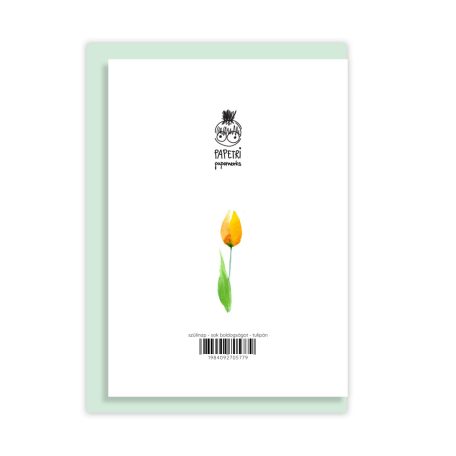 Papetri borítékos képeslap - sok boldogságot tulipánnal