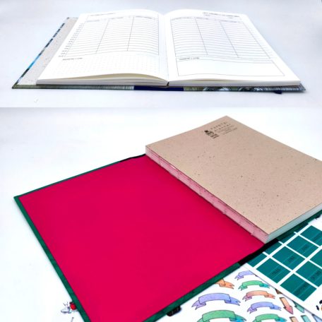 Papetri tervező - dátumozatlan - türkiz zöld cikk-cakk -  keményfedeles okos naptár - csak rendelésre készül