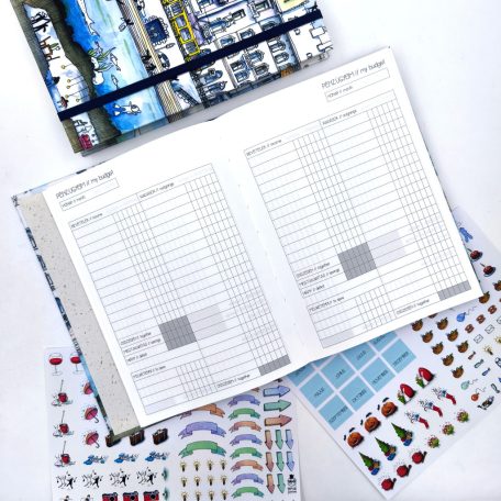 Papetri tervező - dátumozatlan - türkiz zöld cikk-cakk -  keményfedeles okos naptár - csak rendelésre készül