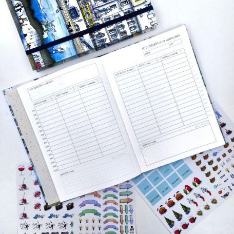 Papetri tervező - dátumozatlan - türkiz zöld cikk-cakk -  keményfedeles okos naptár - csak rendelésre készül