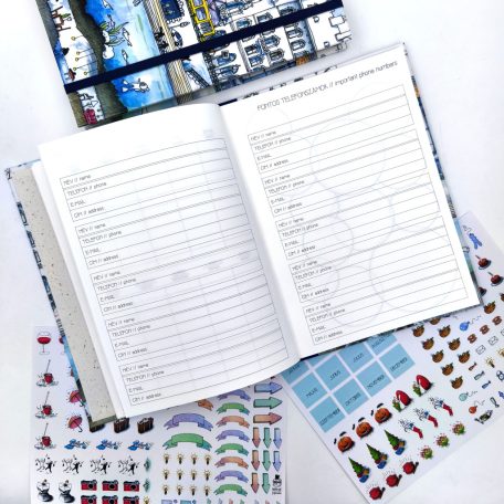 Papetri tervező - dátumozatlan - türkiz zöld cikk-cakk -  keményfedeles okos naptár - csak rendelésre készül