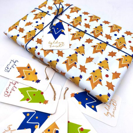 PAPETRI mini díszcsomagoló - sárga lúdláb karácsony - 45 x 32 cm
