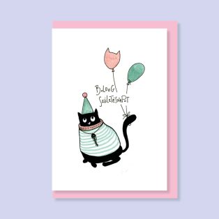   PAPETRI borítékos képeslap - pulcsis macska - születésnapi képeslap