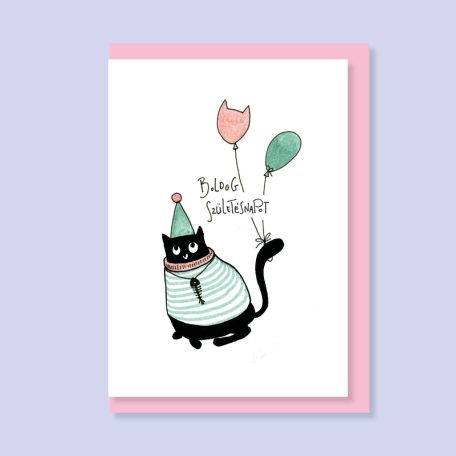 PAPETRI borítékos képeslap - pulcsis macska - születésnapi képeslap