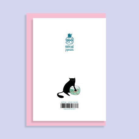 PAPETRI borítékos képeslap - fotelmacska - születésnapi képeslap