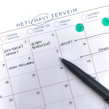 Papetri heti és havi asztali tervező illusztrált macskákkal cicákkal