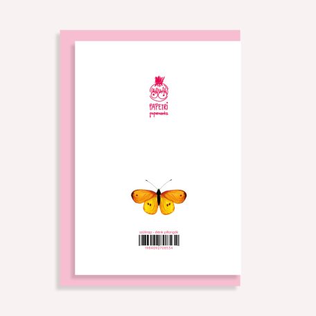 PAPETRI borítékos képeslap - élénk pillangók - születésnapi képeslap