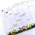 Papetri heti és havi asztali tervező illusztrált  pillangókkal virágokkal