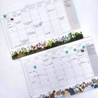 Papetri heti és havi asztali tervező illusztrált  pillangókkal virágokkal