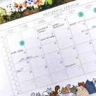 Papetri heti és havi asztali tervező illusztrált  pillangókkal virágokkal