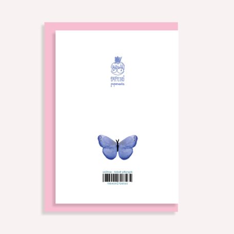 PAPETRI borítékos képeslap - kobalt pillangók - születésnapi képeslap