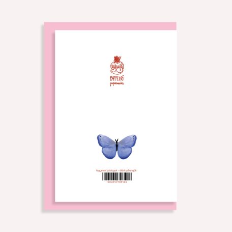 PAPETRI borítékos képeslap - élénk pillangók - legyetek boldogok esküvői képeslap
