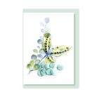 PAPETRI borítékos képeslap - zöld virág alkalomra