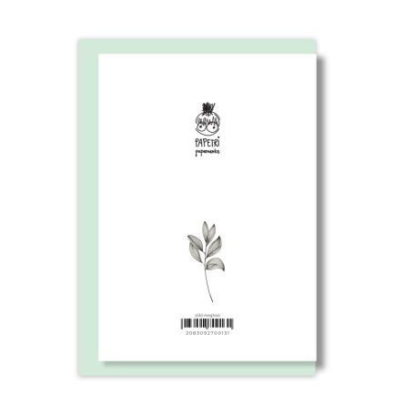 PAPETRI borítékos képeslap - zöld virág alkalomra