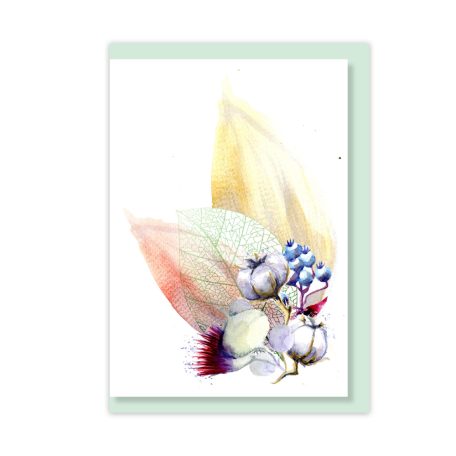 PAPETRI borítékos képeslap  -  gyapot virággal
